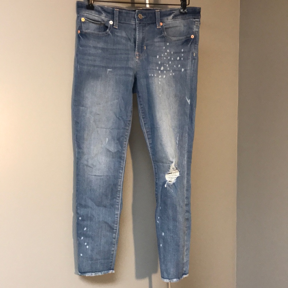 GAP Skinny Leg Ripped and Bleached Jeans